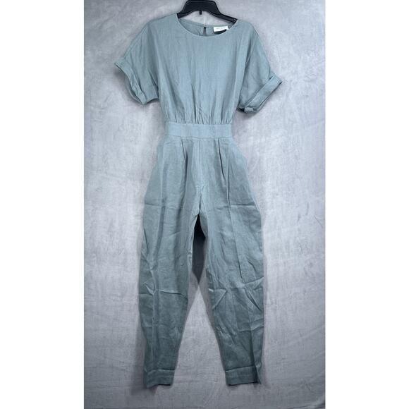 Rumer The Label Loulou Belted Jumpsuit Size Small 100% Linen Gray - Picture 1 of 11